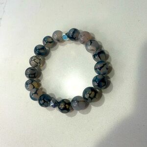 Black ice bracelet- black & white dragon agate